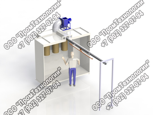 Однопостовая тупиковая порошковая камера окраски  Чебоксары